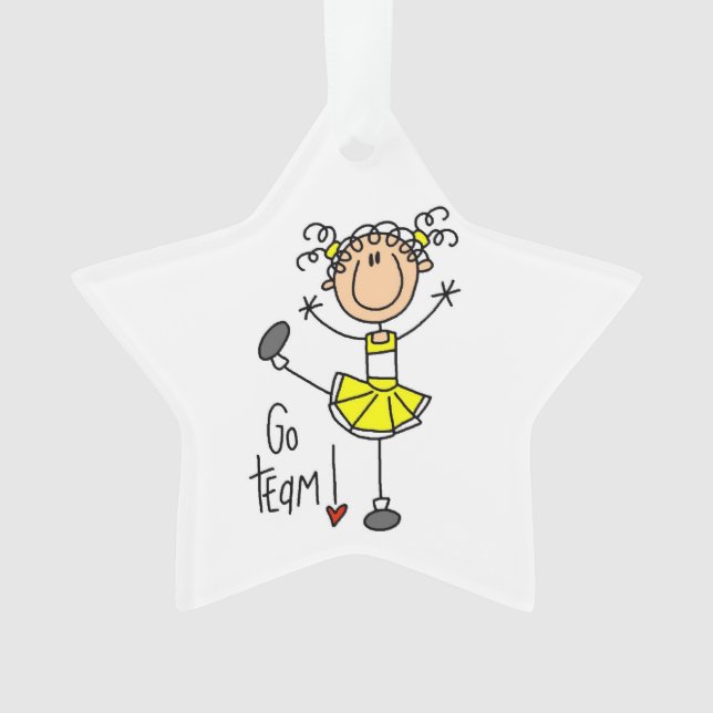 Yellow Go Team Cheerleader Ornament (Vorderseite)