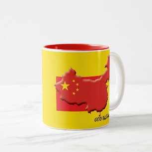Yellow God Bless CHINESE FLAG Zweifarbige Tasse