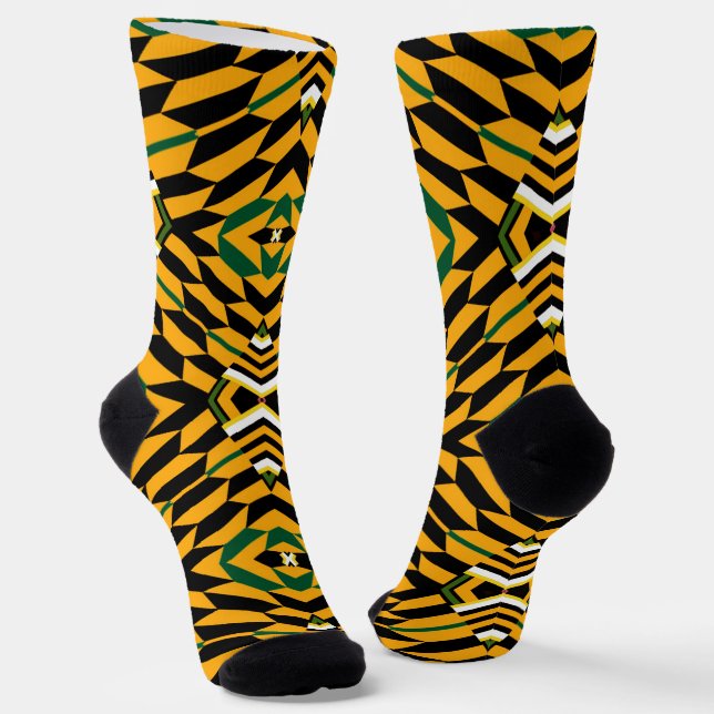 Yellow Gold Afro Pop Kente Style Socken (Gewinkelt)