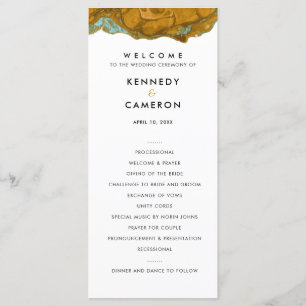 Yellow Gold & Aqua Marble Wedding Program Programm