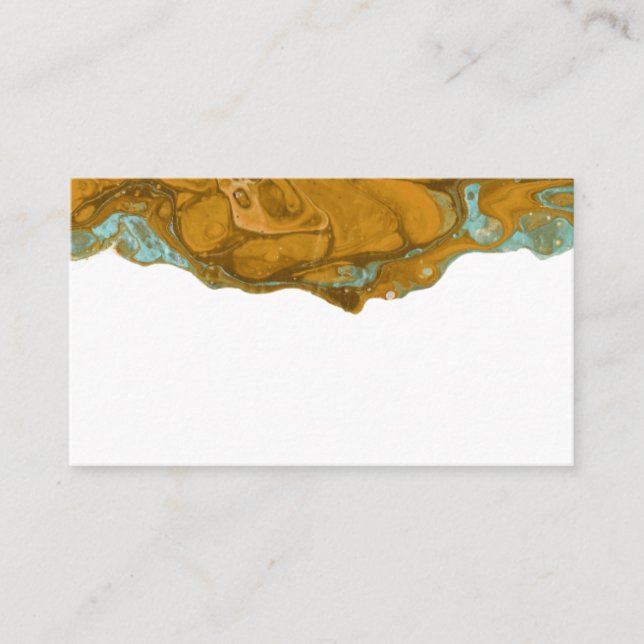 Yellow Gold & Aqua Minimalistische FLAT Platzkarte Visitenkarte (Vorderseite)