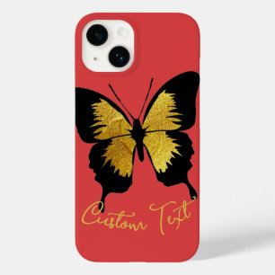 YELLOW GOLD BLACK BUTTERFLY CUSTOM SCRIPT TEXT RED Case-Mate iPhone 14 HÜLLE