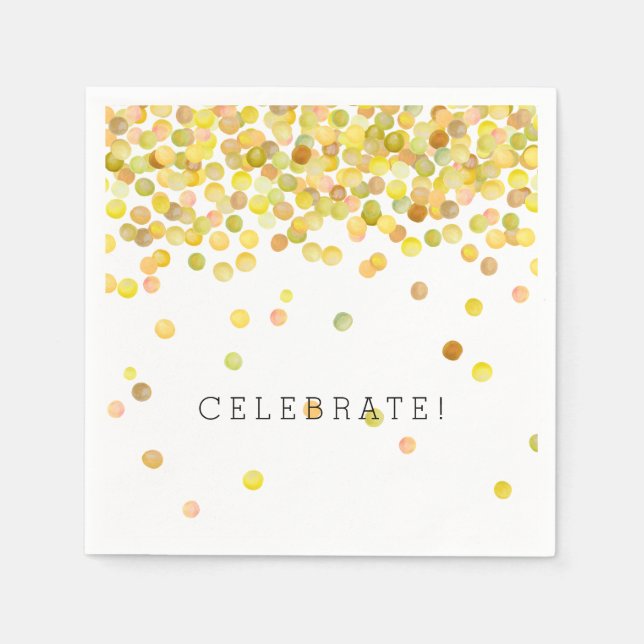 Yellow Gold Confetti Dots Serviette (Vorderseite)