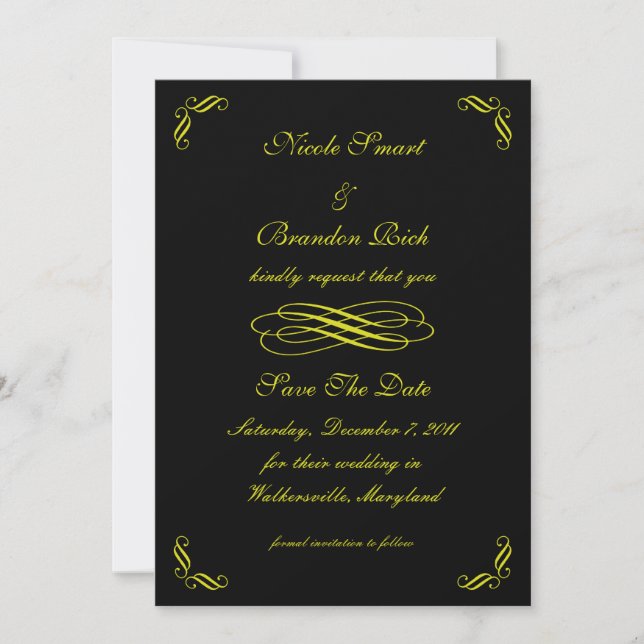 Yellow Gold Fairy Tale Save the Date (Vorderseite)