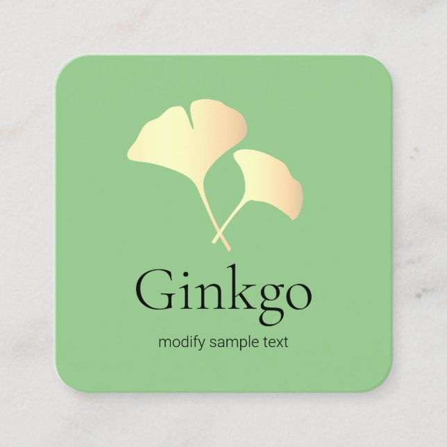 Yellow Gold Ginkgo Leaf Logo Quadratische Visitenkarte (Vorderseite)