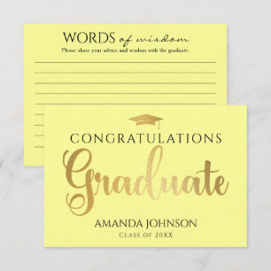 Yellow Gold Graduate Words of Wisdom Abschluss Begleitkarte