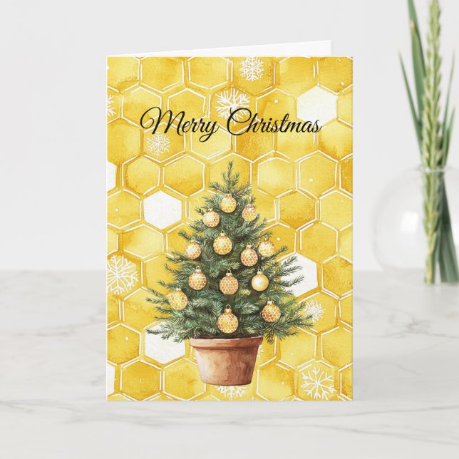 Yellow Gold Honey Christmas Tree Karte (Vorderseite)