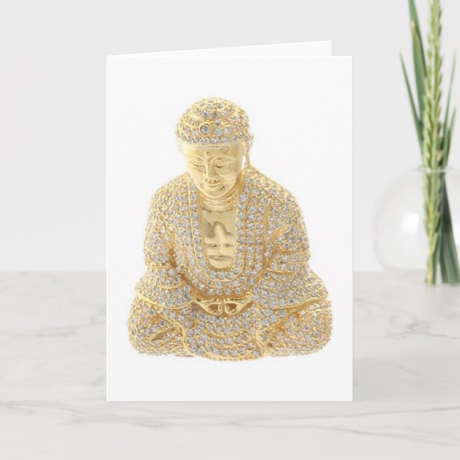 Yellow Gold Kristall Budda Geburtstagskarte Karte (Vorderseite)