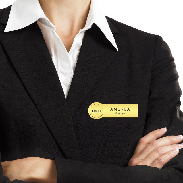 Yellow Gold Metallic Round Circle Custom Logo Namensschild (Von Creator hochgeladen)