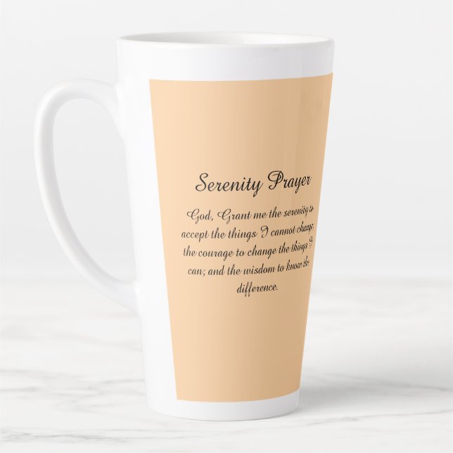 Yellow Gold Orange Angel Serenity Prayer Latte Mug Milchtasse (Links)