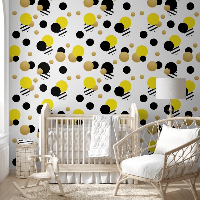 Yellow Gold Polka Dot Tapete (Kinder)