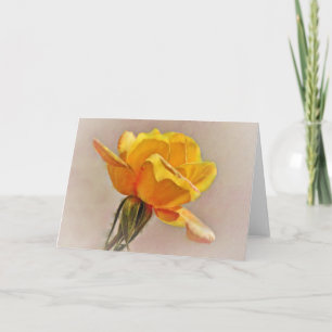 Yellow Gold Rose Art Note Card Karte