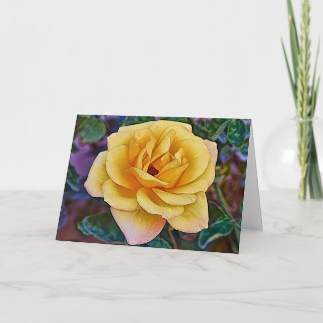 Yellow Gold Rose Blume Art Note Card Karte (Vorderseite)