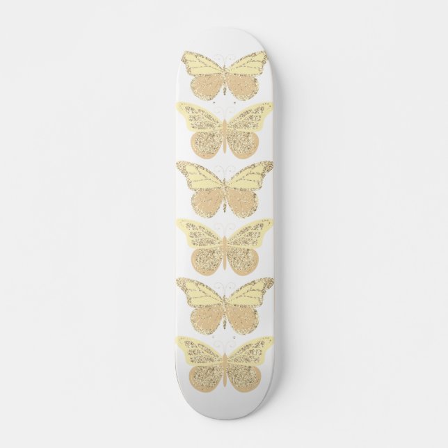Yellow Gold Sparkle Butterfells Skateboard (Vorne)