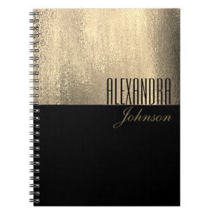 Yellow Gold und Black Simple Name Notebook Notizblock