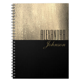 Yellow Gold und Black Simple Name Notebook Notizblock