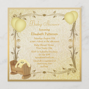Yellow & Gold Vintage Babydusche Einladung
