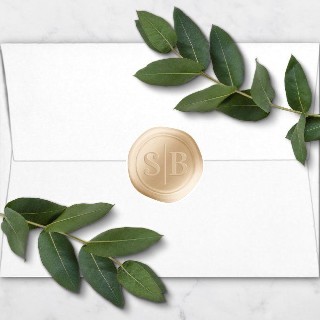 Yellow Gold Wax Siegel Wedding Monogram Sticker (Von Creator hochgeladen)