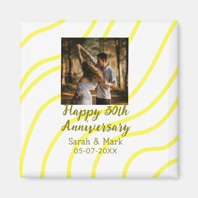 Yellow golden photo 30th wedding anniversary name  magnet (Vorne)