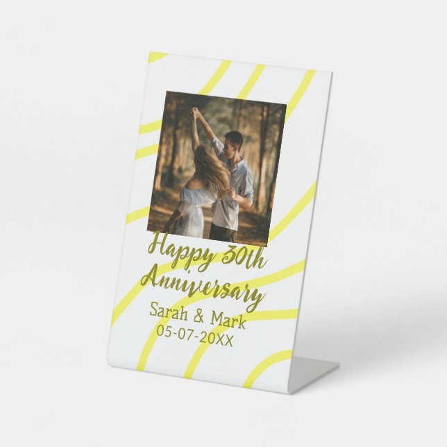 Yellow golden photo 30th wedding anniversary name  sockelschild (Vorderseite)