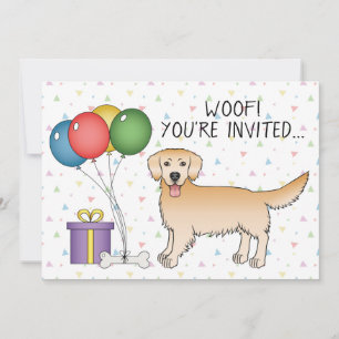 Yellow Golden Retriever Cartoon Dog - Geburtstag Einladung