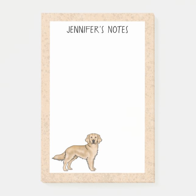 Yellow Golden Retriever Cartoon Dog Individuelle N Post-it Klebezettel (Vorderseite)