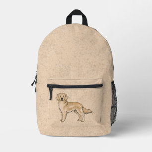 Yellow Golden Retriever Niedlich Cartoon Dog Beige Bedruckter Rucksack