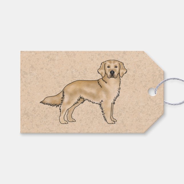 Yellow Golden Retriever Niedlich Cartoon Dog Beige Geschenkanhänger (Vorderseite (Horizontal))