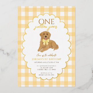 Yellow Golden Retriever Puppy Pawty 1. Geburtstag Folieneinladung