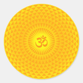 Yellow Golden Sun Lotus Blume Meditation Rad OM Runder Aufkleber