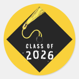 Yellow Graduation 2026 Runder Aufkleber