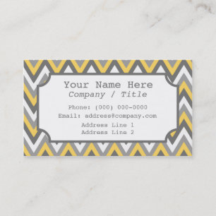 Yellow Grau Zickzack Label Business Card Visitenkarte