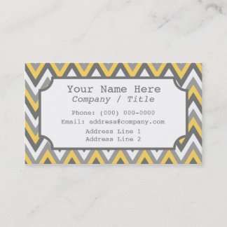 Yellow Grau Zickzack Label Business Card Visitenkarte