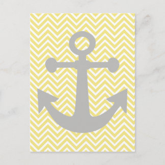 Yellow & Gray Anchor Nautical Pastel von Lara Kulp Postkarte