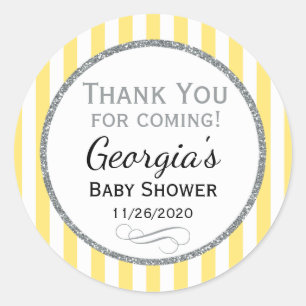 Yellow Gray Baby Dusche Danke Ihnen für die Tags Runder Aufkleber