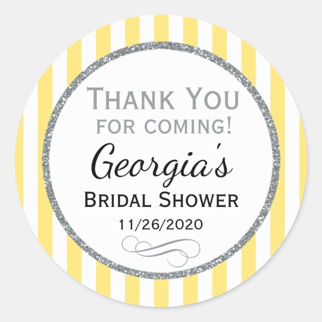 Yellow Gray Brautparty Vielen Dank für Ihre Unters Runder Aufkleber (Vorderseite)