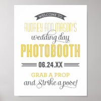 Yellow Gray Custom Wedding Foto Booth Sign