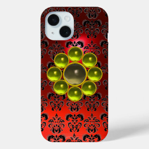 YELLOW GRAY GEMSTONE MON Red Black Damask Case-Mate iPhone Hülle