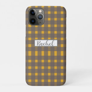 Yellow Gray Gingham Personalisiert Case-Mate iPhone Hülle