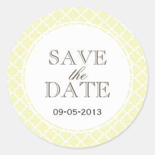 Yellow gray marokkanische Kachel SAVE THE DATE Hoc Runder Aufkleber