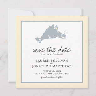 Yellow Gray Martha's Vineyard Map Save the Date