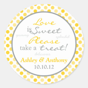 Yellow Gray Polka Dot Candy Buffet Stickers