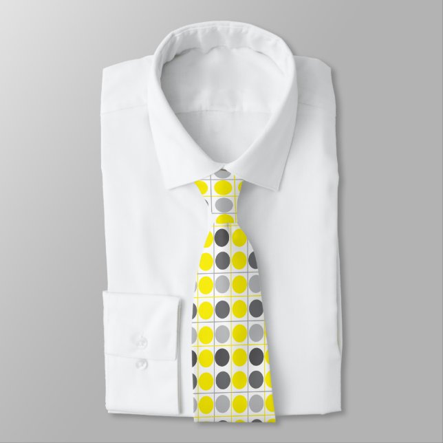 Yellow Gray Polka Dot Krawatte (Gebunden)