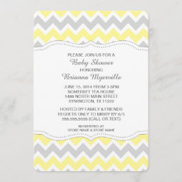 Yellow Gray Zickzack Babydusche lädt MODERN ein Einladung