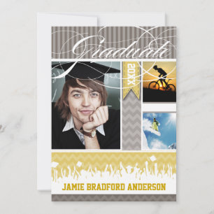 Yellow Gray Zig Zag Senior 3 Pictures Class of Ankündigung