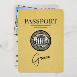 Yellow Greece Passport Save the Date Card