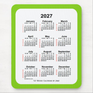 Yellow Green 52 Week Calendar von Janz 2027 Mousepad