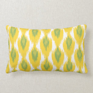 Yellow Green Abstrakt Tribal Ikat Diamond Muster Lendenkissen