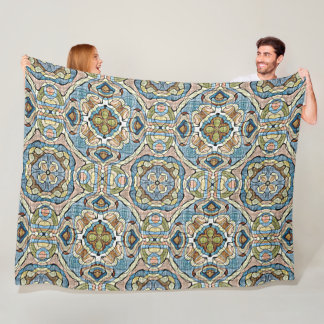 Yellow Green Aquamarin Blue Orange Angesagte Bohem Fleecedecke