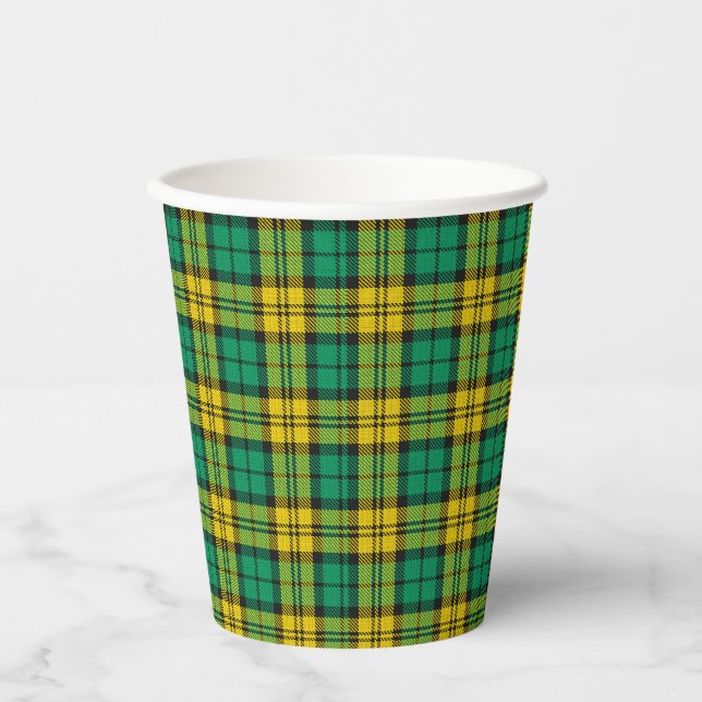 Yellow Green Blackwatch Campbell Tartan Kariert Pappbecher (Vorderseite)